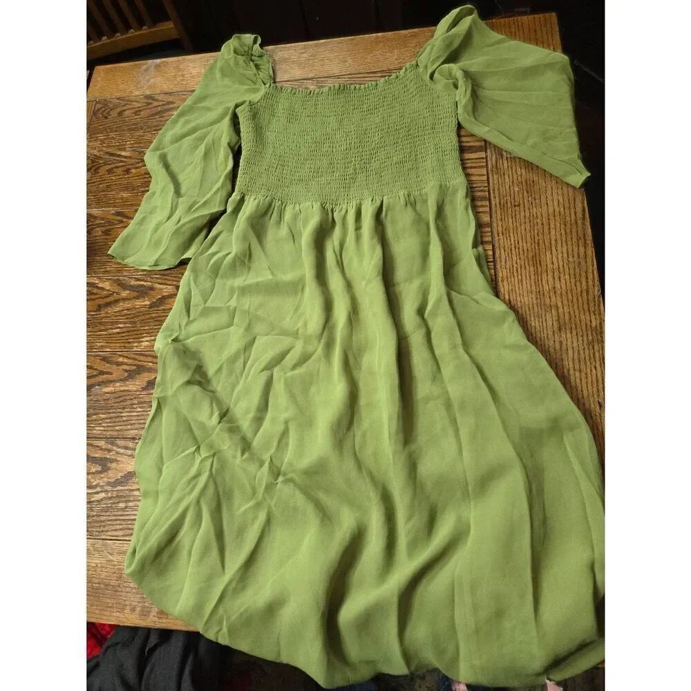 Reformation Cello Midi Dress In Crocodile Green Sz XL